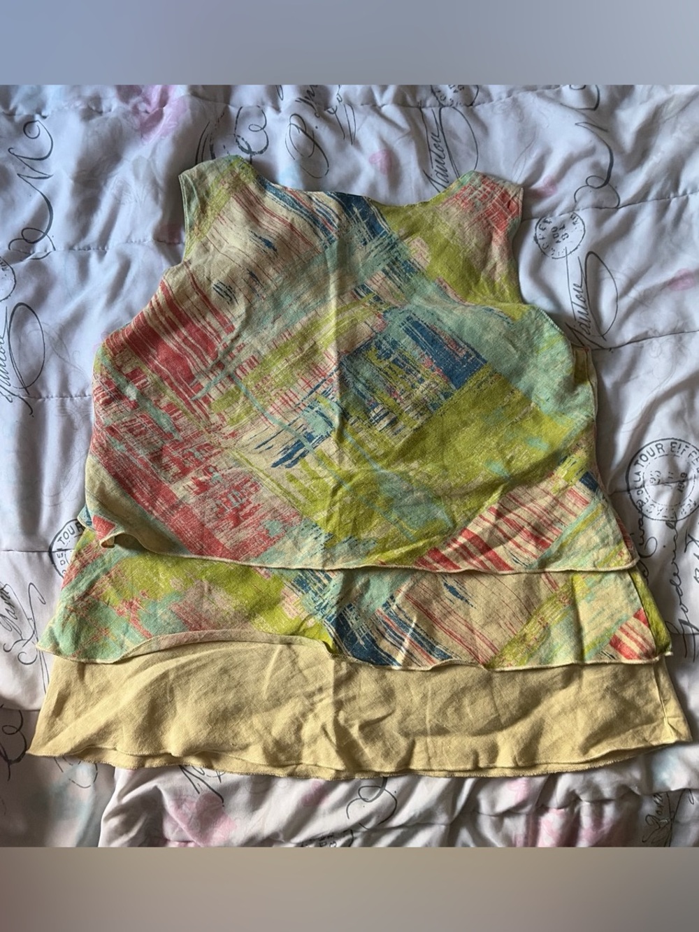 100% Linen Women’s Multicolor Layered Tank Top - Lightweight Summer Top